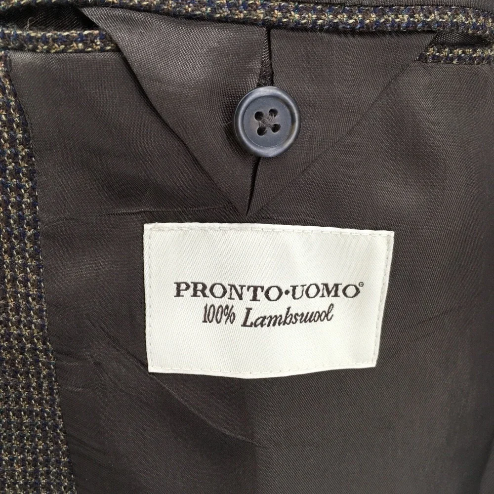 Pronto-Uomo‎ Men's Blazer Sport Coat 2-button 100% Lambswool Brown Size: 42R